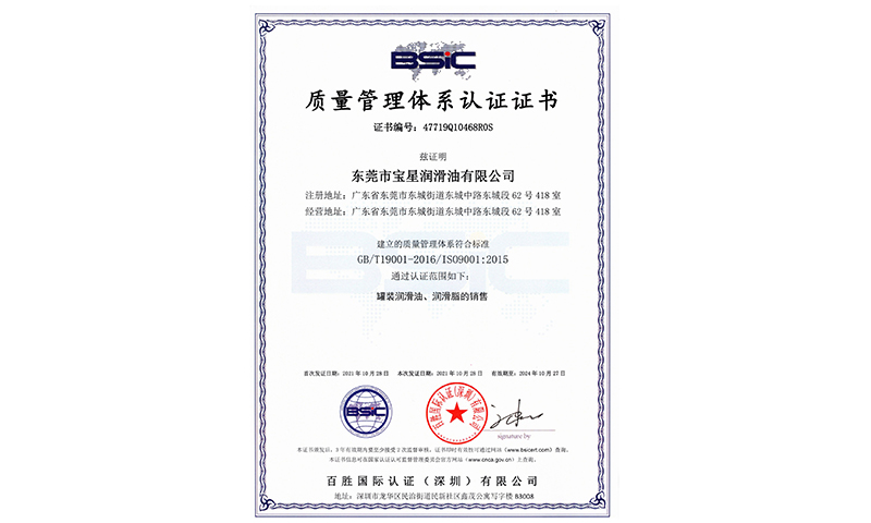 宝星ISO（9001-2015）认证（中文版）