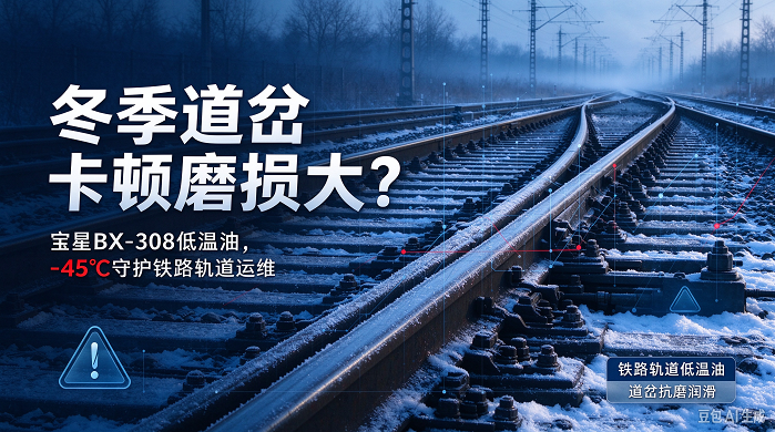 铁路轨道冬季运维难题:油脂凝固、磨损高怎么办?宝星BX-308低温油抗磨长效润滑